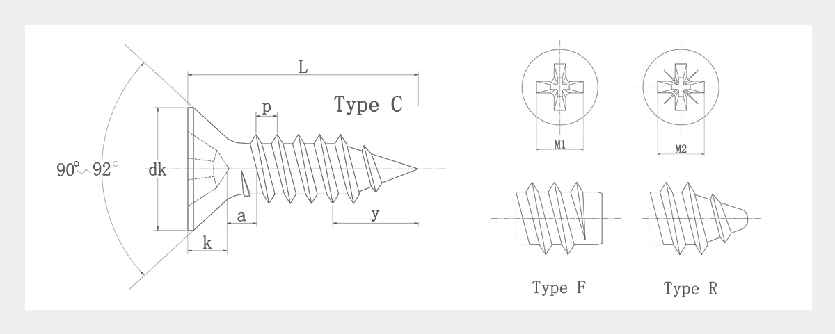 Phillips Countersunk Head Screw-AYA Fasteners-2D